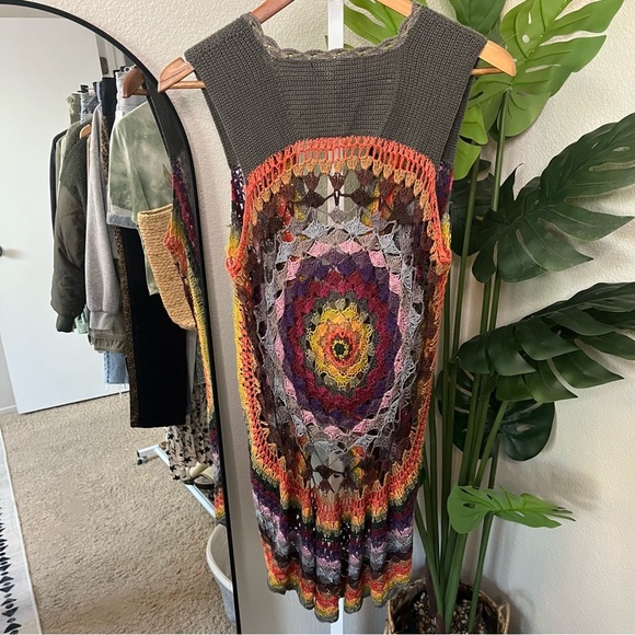 ✨ Forever 21 Multicolor Crochet Knit Vest Sz M | Boho Festival Layering Piece - Picture 6 of 7
